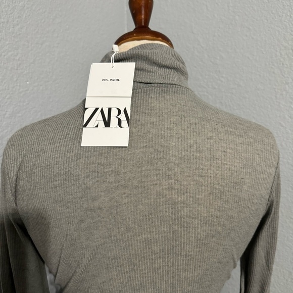 Zara Women Gray Long Sleeves Turtleneck Wool Blend Cozy Pull Over Top Sz M - Picture 9 of 14